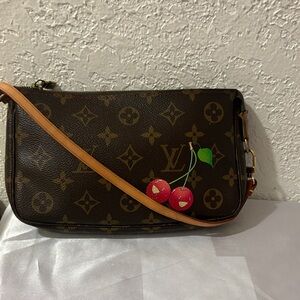 Louis Vuitton Brown Monogram Canvas Pochette with Cherry Motif